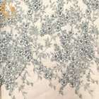 Тюль шнурует серый цвет 3D отбортовал ткань вышивки для Bridal платья