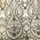 Вышитый бисером серый цвет Тюль ткани шнурка вышивки Sequin 3D для платья