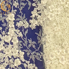 Белая вышивка Applique 3D отбортовала ткань шнурка для Bridal платья