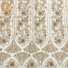 Вышивка ткани шнурка современного золота тяжелая вышитая бисером для Bridal платья