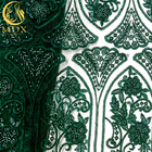 Подгонянная изумрудно-зеленая ткань шнурка вышивки отбортовала Sequined украшение