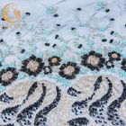 Отбортованное шикарное шнурует ткань сетки нейлона полиэстера Sequin ткани для платья вечера