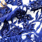 синь военно-морского флота ширины 135cm вышила Тюль для того чтобы зашнуровать ручную работу моды ткани