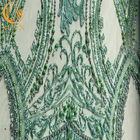 Изощренная зеленая вышитая бисером ткань шнурка/шнурует материальную ткань для Bridal платья