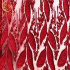 Длина 1 двора красной нигерийской ткани шнурка вышивки свадьбы 3D расстворимая в воде