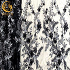 Черная декоративная вышитая ткань шнурка модная со стразами