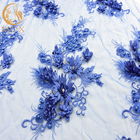 Ткань шнурка MDX королевская голубая/дизайн вышитого бисером Bridal шнурка сложный