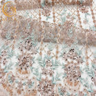 Вышивка Тюль ткани шнурка Sequin золота сияющая расстворимая в воде для выравниваясь платья