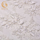 MDX отбортовало белую ширину тканей 140cm шнурка роскошную с цветками 3D