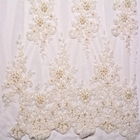 20% полиэстер шнурка свадьбы вышивки Bridal белой подгонянное тканью вышитое бисером