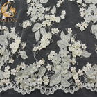 Цветок Тюль 3D белый шнурует вышивку нейлона 80% для свадьбы