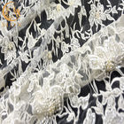 Уникальная белая вышитая ширина украшения 135cm 140cm жемчугов ткани шнурка