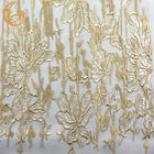 Чувствительные Sequins сетки ткани шнурка вышивки цвета золота MDX для платья мантии