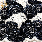 Вышитый черный француз ткани шнурка яркого блеска отбортовал для Bridal платья
