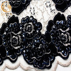 Вышитый черный француз ткани шнурка яркого блеска отбортовал для Bridal платья
