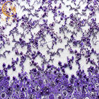 Сверкная пурпур яркого блеска вышил жемчугам ткани шнурка роскошным для платья вечера