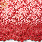 Вышивка отбортовала ширину красного яркого блеска Handmade 135cm 20% полиэстер шнурка цветка