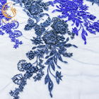 Королевская голубая ширина вышитого бисером нейлона расстворимая в воде 140cm ткани 80% шнурка для детей одевает