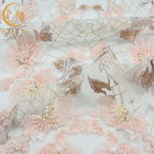 Розовая вышивка 3D отбортовала расстворимое в воде ткани шнурка Handmade для Bridal платьев