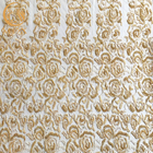 Золото Тюль вышило вышитой бисером тяжелой Handmade ткани шнурка для платьев