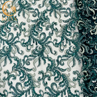 Зеленые Handmade стразы вышивки Тюль ткани платья с отбортованный