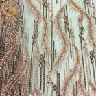 Розовое 3D отбортовало Handmade ткань шнурка для платья высоких мод