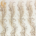 Подгонянные ткани шнурка вышивки золота тяжелые вышитые бисером Handmade