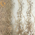 Подгонянные ткани шнурка вышивки золота тяжелые вышитые бисером Handmade