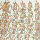 Ткань шнурка розового Applique 3D французская для свадебного банкета