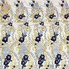 Applique вышивки 3D ODM голубой шнурует ткань для платьев модного парада