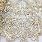 ткань вышивки платья свадьбы 3D отбортовала цветочный узор шнурка причудливый