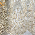 ткань вышивки платья свадьбы 3D отбортовала цветочный узор шнурка причудливый