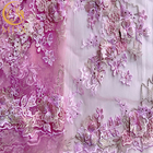 Ткань шнурка цветка платья 3D Bridesmaid с вышитыми шариками