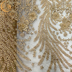 Ткань шнурка роскошного золота тяжелая отбортованная сияющая для платьев партии женщин