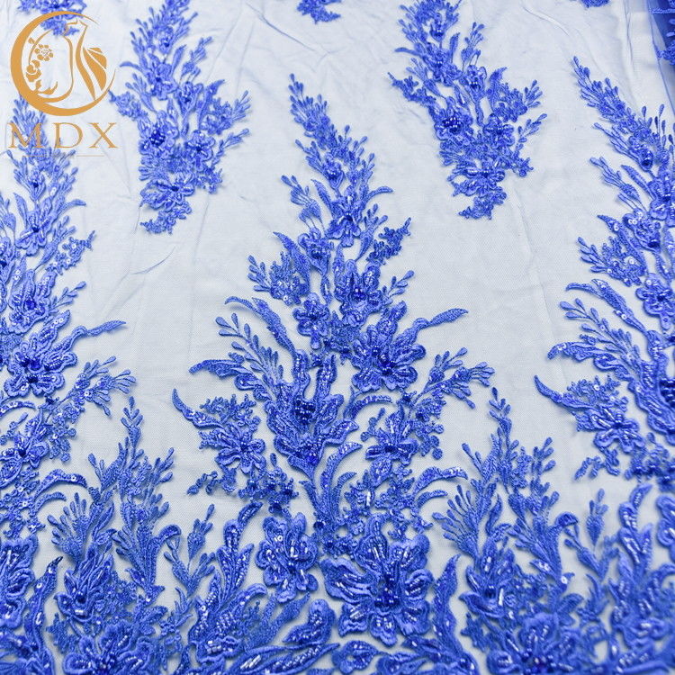 Голубая ширина картины цветка 135cm тканей MDX шнурка свадьбы элегантная